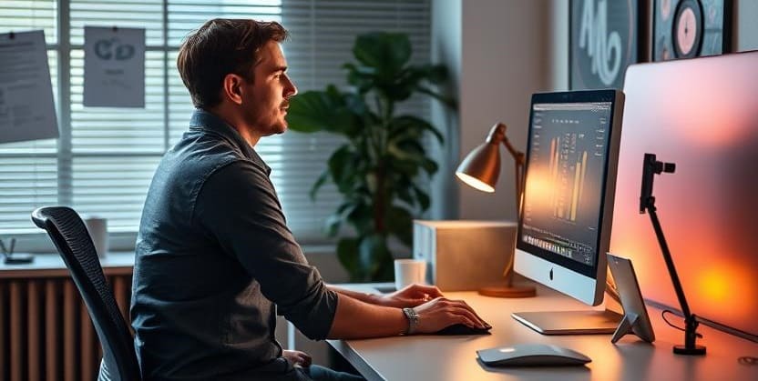 Homme assis devant son bureau